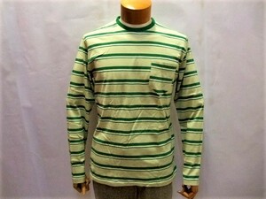 【REMINISCENCE/レミニッセンス】ストライプ ポケット 長袖Tシャツ LEMON/GREEN M 新品/デッドストック/希少/ヴィンテージ/アメカジ/日本製