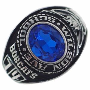 A9079* blues tone blue sterling silver 925 2014 year WILSON AVE. SCHOOL college ring kla sling ring approximately 16 number 