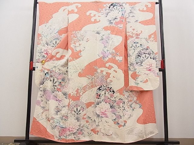 在庫処分】 1着物屋ほのか□上質な小紋 枝花文 金彩 逸品 n-zb0086