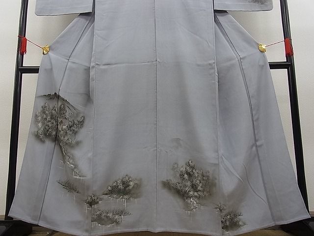 着物屋ほのか□訪問着 単衣 手描き 遠山霞風景文 暈し染め 逸品 n