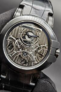 中古 ハリーウィンストン HARRY WINSTON オーシャン400/MCRA44ZKL.S クロノグラフ トリプルレトログラード ブラックザリウム メンズ 腕時計