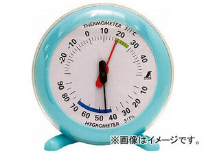 シンワ 温湿度計Q-2 丸型10cmライトブルー 70496(4946812)