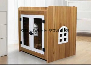 独特 実木 シンプル 犬用ケージ 犬ハウス 61*46*64cm 家庭用 ペットハウス 犬 猫 小型犬 木製 ペット部屋 S590