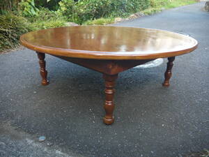 [TS30421] Showa Retro дзельква круг стол низкий столик складной круг низкий стол античный [ диаметр 77cmx высота 26cm] выше cycle мебель 