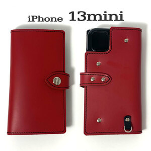  notebook type case iPhone 13 mini for hard cover leather smartphone smartphone case mobile smartphone holder leather original leather red black 
