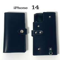 手帳型ケース　iPhone 14 用 ハードカバー レザー スマホ スマホケース 携帯 スマホホルダー 革 本革 ブラック グリーン_画像1