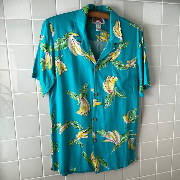 PARADISE FOUND HAWAII(ハワイ製);【’80sヴィンテージ品】レーヨンアロハシャツ Size S