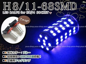 定形外送料無料 アトレー ワゴン S321G/S331G H19.9~ LED デイライト バルブ H8 68連 ライト 青 ブルー 12V 純正交換 全面発光 左右2個