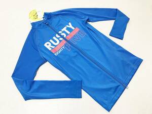 メンズ水着 XLサイズ：ラスティ【RUSTY】UVカット・ラッシュガード・長袖・フロントジップ水着ジャケット：ROYブルー