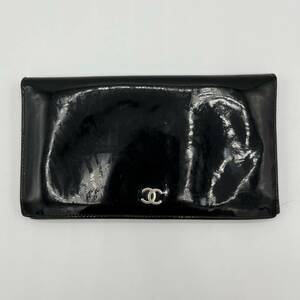 CHANEL シャネル 長財布 エナメル 二つ折り 小銭入れ付き ブラック