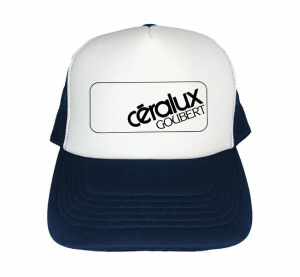 アメカジ Veralux企業ロゴ 帽子 メッシュキャップ ホワイト×ネイビー