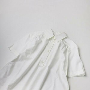2022SS MARNI マルニ コットンギャザープルオーバーシャツ 42/ホワイト ブラウス 半袖 ロゴ刺繍【2400013432764】