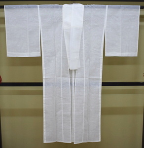 A25-14　即決 中古品 ポリエステル 夏物 紋紗 長襦袢 白 撫子 桔梗 裄65.5