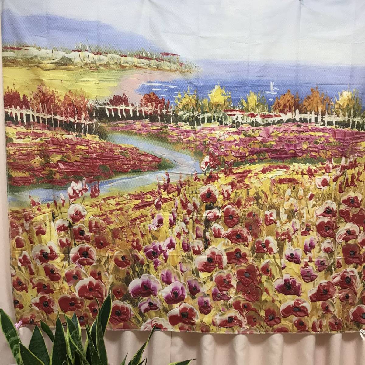 Tapestry with metal fittings F53 Flower field Painting Wall art Scenery Relaxing Colorful Redecoration, Tapestry, Wall Mounted, Tapestry, others