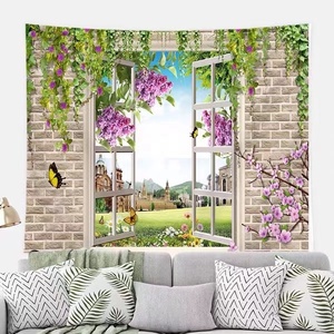  new work! tapestry metal fittings attaching [64] window 3D. dono scenery brick flower green DIY