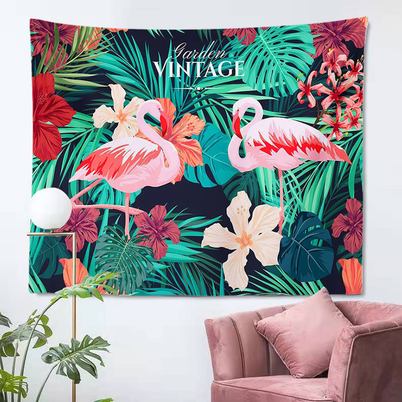 人气！挂毯 B12 带金属配件 Flamingo Botanical Tropical Resort, 手工制品, 内部的, 杂货, 控制板, 挂毯