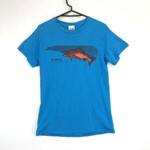 KAVU カブー コットンTシャツ Sサイズ ターコイズ系 サーモン