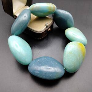  light blue large grain Stone Vintage bracele bangle Showa Retro accessory jewelry import SAE①