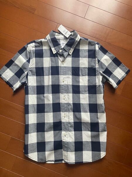 未使用品 GAP KIDS 140 半袖シャツ チェックシャツ ボタンダウン 半袖 キッズ 子供