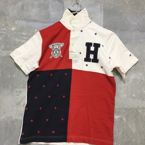 ◆お洒落な逸品◆TOMMY HILFIGER/ トミーヒルフィガー 半袖 ポロシャツ シャツ 刺繍 コットン ホワイト M メンズ K92 ｃ5765