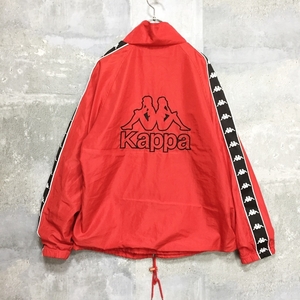 KAPPA/カッパ ビンテージ 90ｓ パーカー ウィンドブレーカー ナイロンジャケット 内メッシュ バックロゴ レッド M メンズ K113 ｃ5015