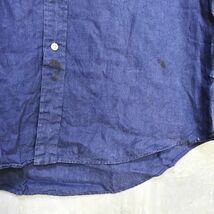 ◆お洒落な逸品◆RALPH LAUREN/ラルフローレン 半袖 シャツ リネン100％ ブルー M メンズ D18 ｃ5419_画像6