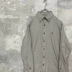 おしゃれな逸品■BURBERRY BLACK LABEL/バーバリー ブラックレーベル シャツ 長袖シャツ グレー ボタンダウン 2 千鳥柄 メンズ ｃ1354 K41