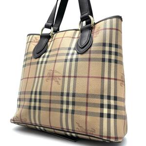 美品/A4収納◎ バーバリー 《至極の逸品》BURBERRY メンズ ビジネス トートバッグ ノバチェック シャドーホース PVC レザー ベージュ