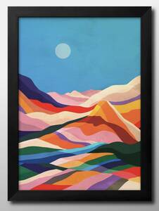 Art hand Auction 9023 ■ Free shipping!! A3 poster Rainbow Fields Nordic/Korean/painting/illustration/matte, Housing, interior, others
