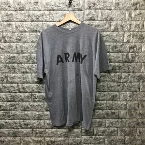 00s 米軍 U.S.ARMY 半袖Tシャツ トレーニングTシャツ トレーニング グレー ビッグロゴ Tee カットソー メンズ Logo トップス Lサイズロゴ