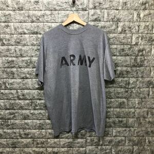 00s 米軍 U.S.ARMY 半袖Tシャツ トレーニングTシャツ トレーニング グレー ビッグロゴ Tee カットソー メンズ Logo Lサイズ ロゴ