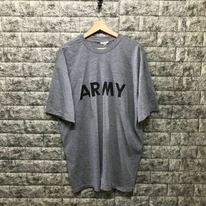 00s 米軍 U.S.ARMY 半袖Tシャツ トレーニングTシャツ トレーニング グレー ビッグロゴ Tee カットソー メンズ Logo XLサイズ ロゴ