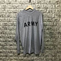 00s 米軍 U.S.ARMY 半袖Tシャツ トレーニングTシャツ トレーニング グレー ビッグロゴ Tee カットソー メンズ Logo Lサイズ ロゴ ロンT_画像1