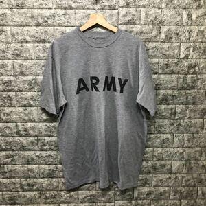 00s 米軍 U.S.ARMY 半袖Tシャツ トレーニングTシャツ トレーニング グレー ビッグロゴ Tee カットソー メンズ Logo XLサイズ ロゴ ロンT