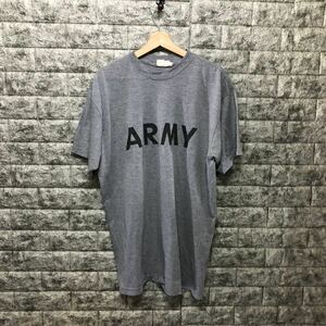 00s 米軍 U.S.ARMY 半袖Tシャツ トレーニングTシャツ トレーニング グレー ビッグロゴ Teeカットソー メンズ Logo Lサイズ ロゴ ロンT