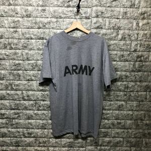 00s 米軍 U.S.ARMY 半袖Tシャツ トレーニングTシャツ トレーニング グレー ビッグロゴ Teeカットソー メンズ Logo XLサイズ ロゴ ロンT