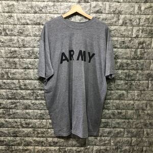 00s 米軍 U.S.ARMY 半袖Tシャツ トレーニングTシャツ トレーニング グレー ビッグロゴ Teeカットソー メンズ Logo XLサイズ ロゴ ロンT