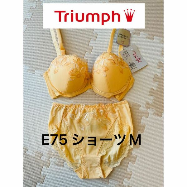 トリンプ Triumph E75 ブラジャー Mショーツセット イエロー 黄色 ブラ&ショーツセット