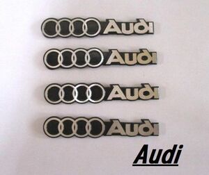 【新品・即決】アウディ Audi 黒×銀 ステッカー 4.5cm プラスチック 4個