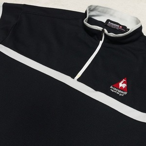 ☆美品 le coq sportif GOLF（ルコックゴルフ）QG1817 ハーフジップ メンズ ゴルフシャツ Lサイズ ブラック