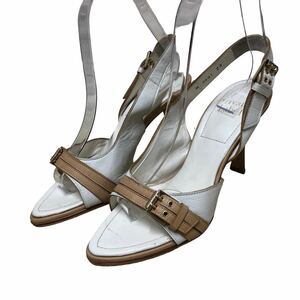 AK073 made in Japan PRIVATE LABEL Private Label lady's strap sandals 23cm white Camel leather original leather excellent 