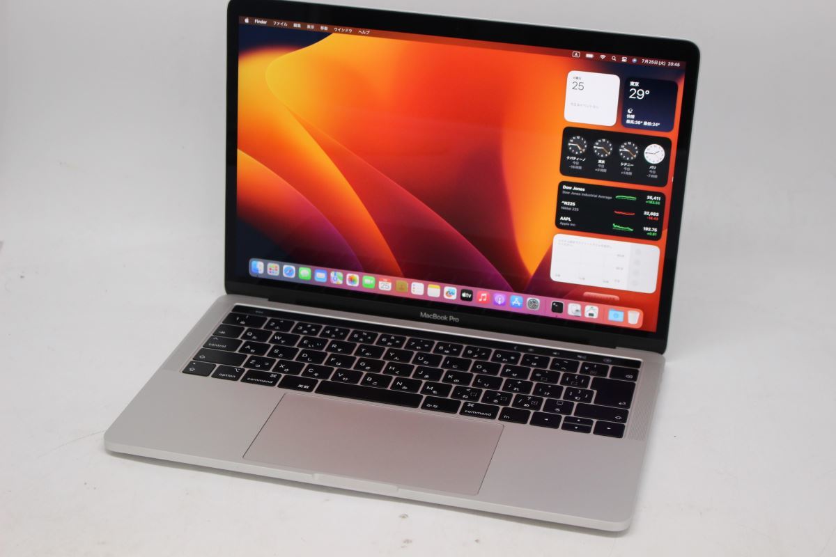 良品2K 13.3型Apple MacBook Pro 2019 A1989 (TouchBar) グレーmacOS