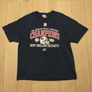 USA古着卸 XLサイズ Reebok NFL リーボック 2001 AFCチャンピオンシップゲーム ペイトリオッツ ロゴ プリント Tシャツ