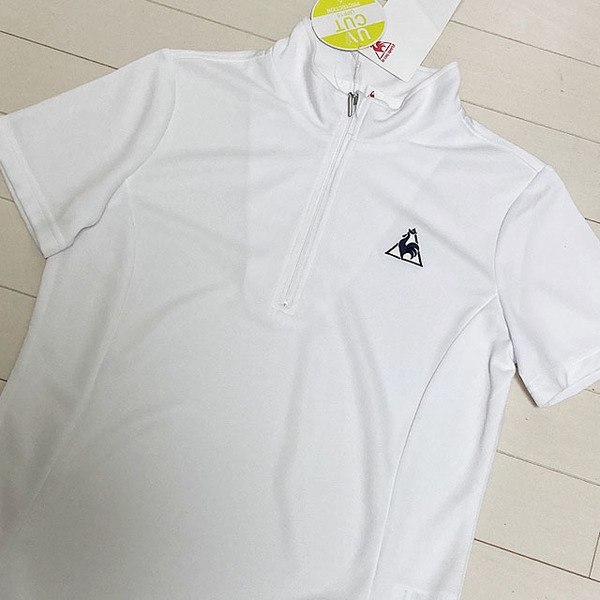 le coq sportif ルコック ハーフジップ 半袖シャツ レディース Mサイズ ホワイト ☆未使用品・タグ付