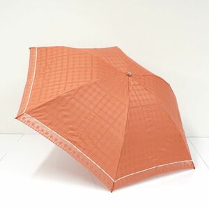 折りたたみ日傘 DAKS ダックス USED美品 晴雨兼用 オレンジ ハウスチェック オーガンジーレース刺繍 UV 50cm S FA8206