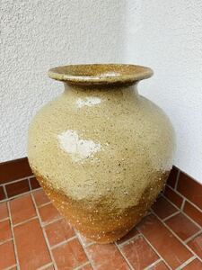 [ZR417] 大型 信楽焼 壺 茶壺 花瓶 飾壷 丸甕 花器 花生 華道具 床の間 茶道具 古信楽 伊賀焼 丹波焼