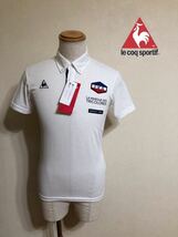 【新品】 le coq sportif ルコック 吸汗ドライ ポロシャツ UVカット ワッペン トップス サイズO 半袖 ホワイト QGMPJA41AP デサント_画像1