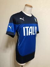 【美品】 PUMA ITALIA プーマ サッカー イタリア代表 トレーニング ウェア トップス プラクティスシャツ USサイズL 半袖 ブルー ネイビー_画像8