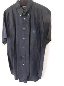 * high class SCAPA ORIGINALS/ Scapa original / black flax 100%/ short sleeves shirt / size L/ largish size 