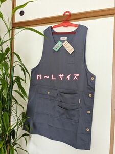 春のsale中！！ＭサイズＬサイズ●丈夫多機能厚手保育士エプロン撥水加工デニムエプロン横ボタン灰色グレー